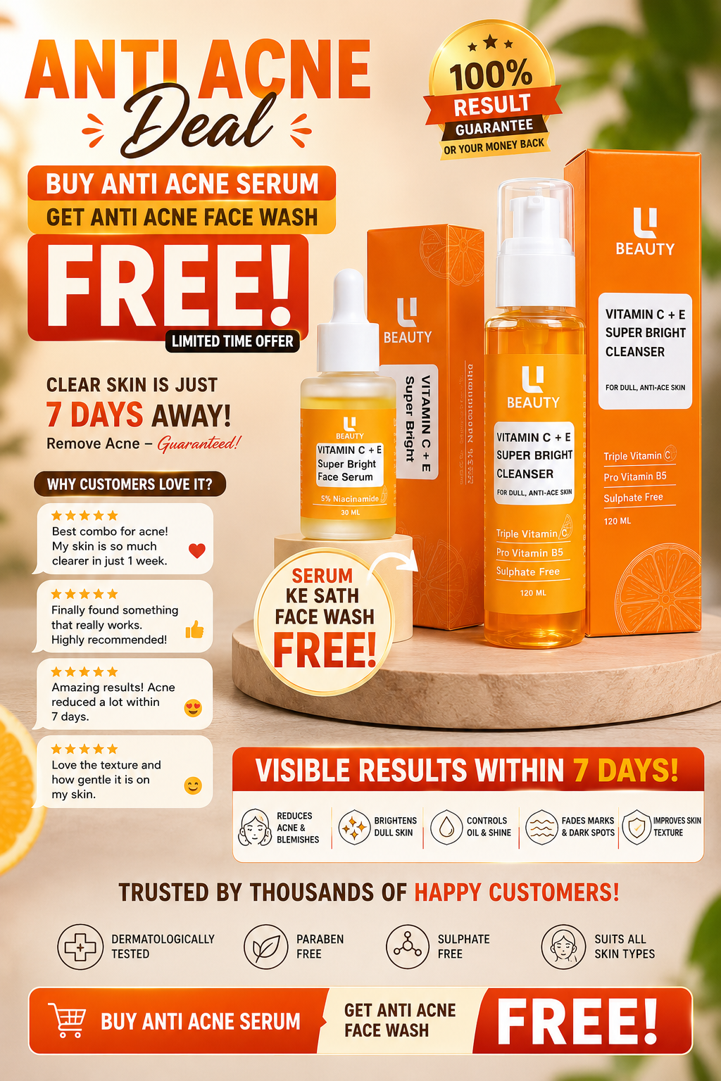 ANTI ACNE SERUM (WITH FREE ACNE FACEWASH )